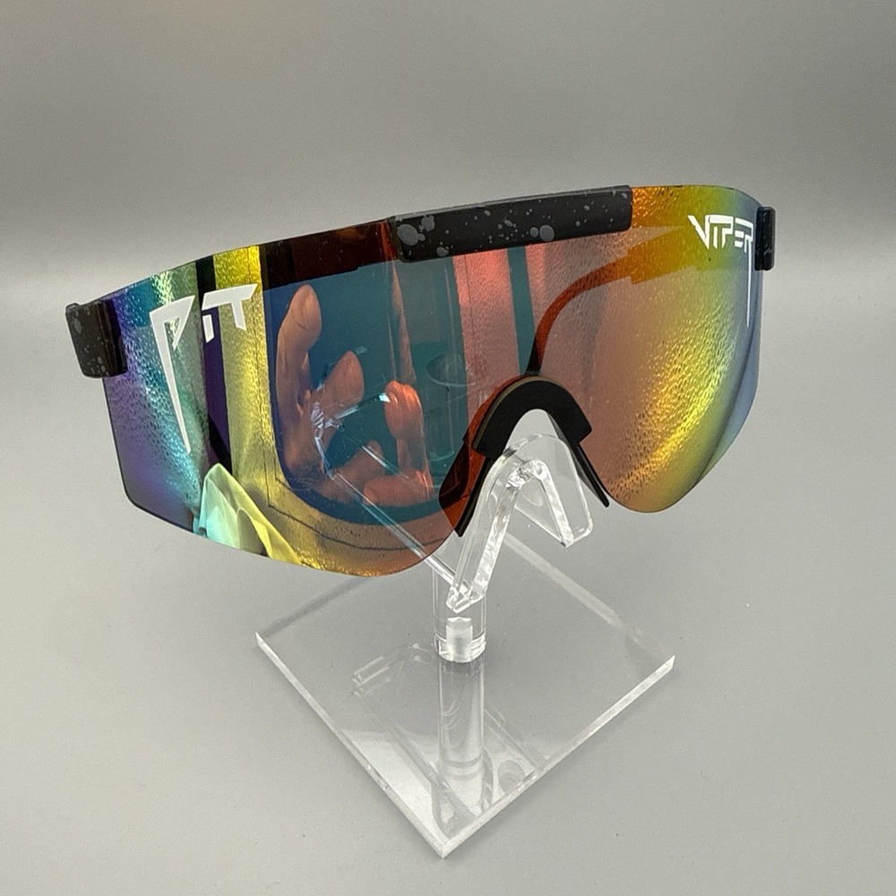 PIT VIPER Double Wide SHIELD Polarized Sunglasses Black Splatter Frame AUTHENTIC